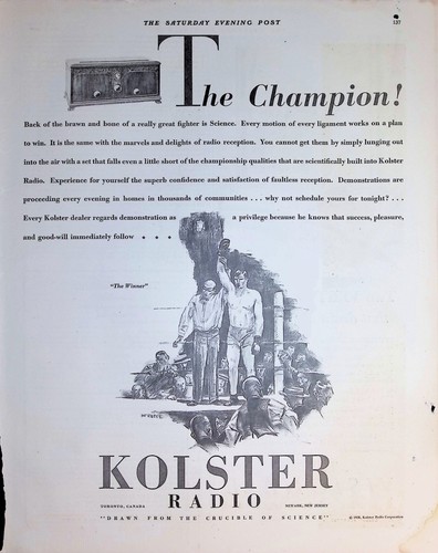 Pubblicità radio kolster 1928 - kolster,